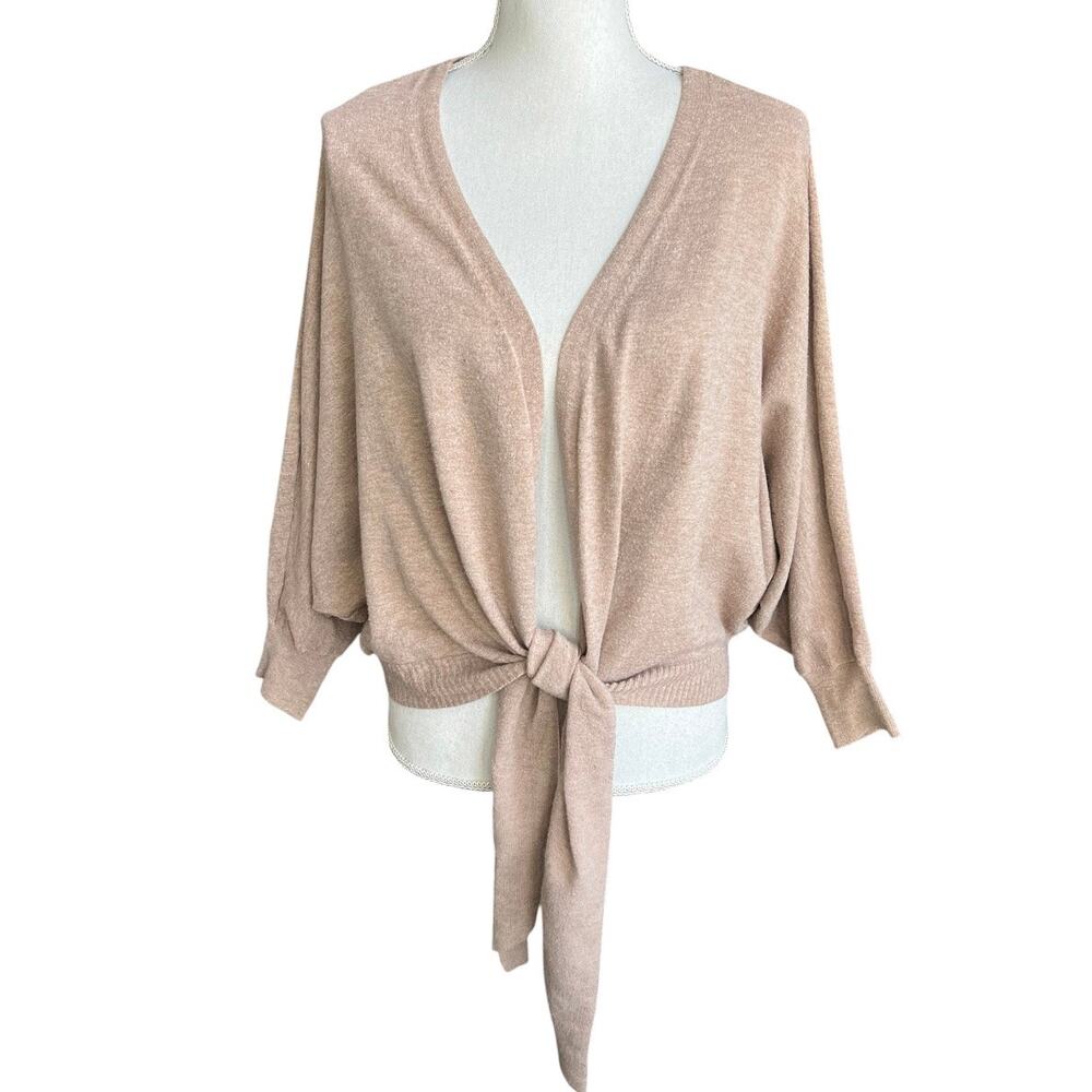 Joie beige tie front cardigan sweater dolman sleeve neutral casual one size